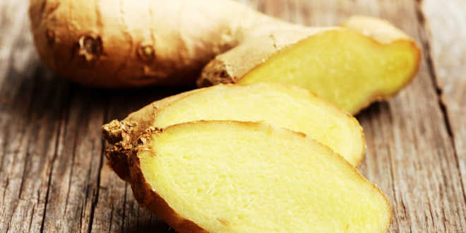Sliced ginger root
