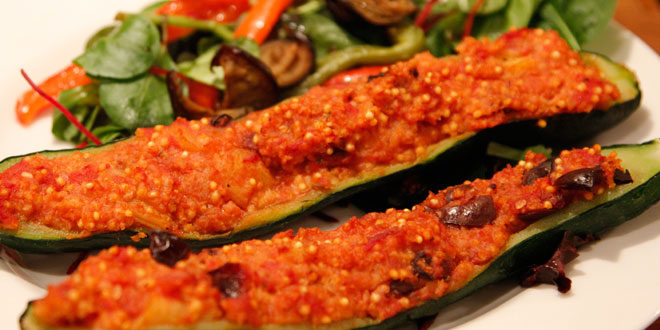 Courgettes Stuffed with Amaranth