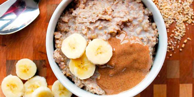 Oat Porridge with Almond Butter and Banana