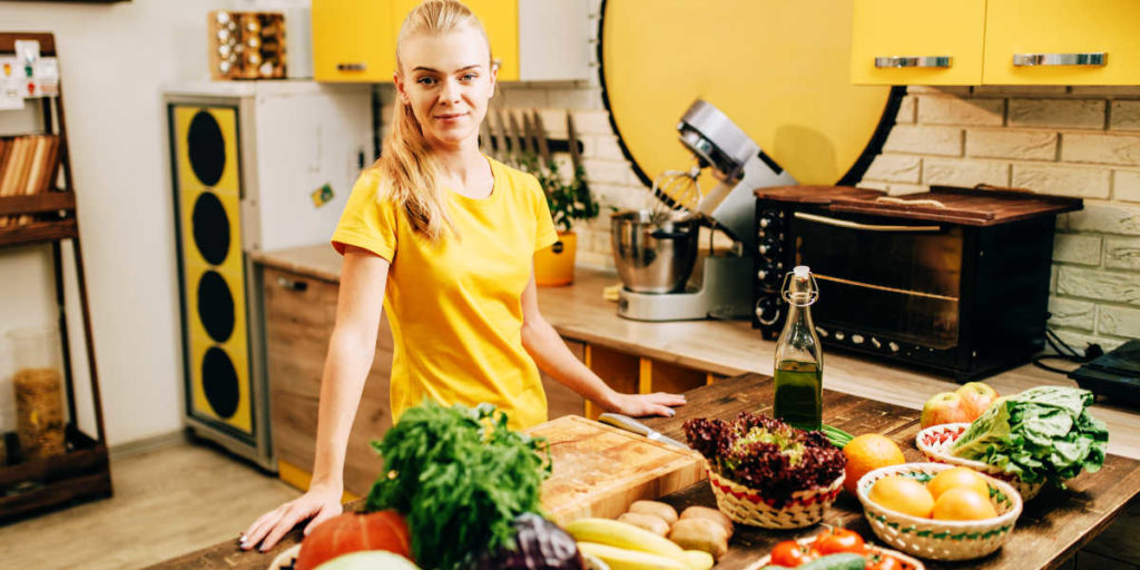 Girl cooking in the kitchen