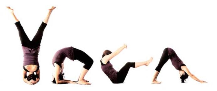 Yoga letters with yoga poses