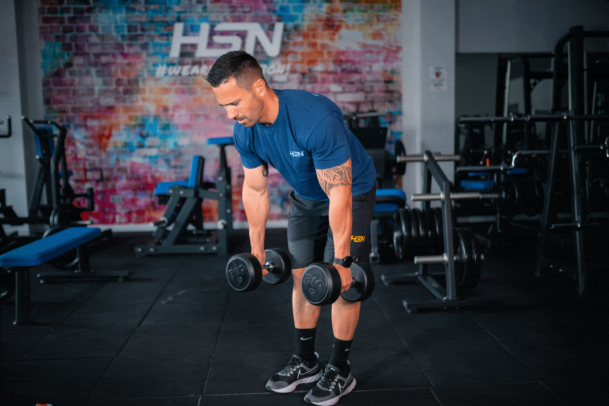 45º Row with dumbbells