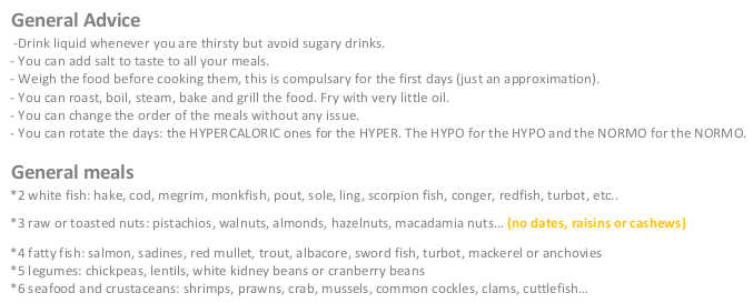 General advice and meals