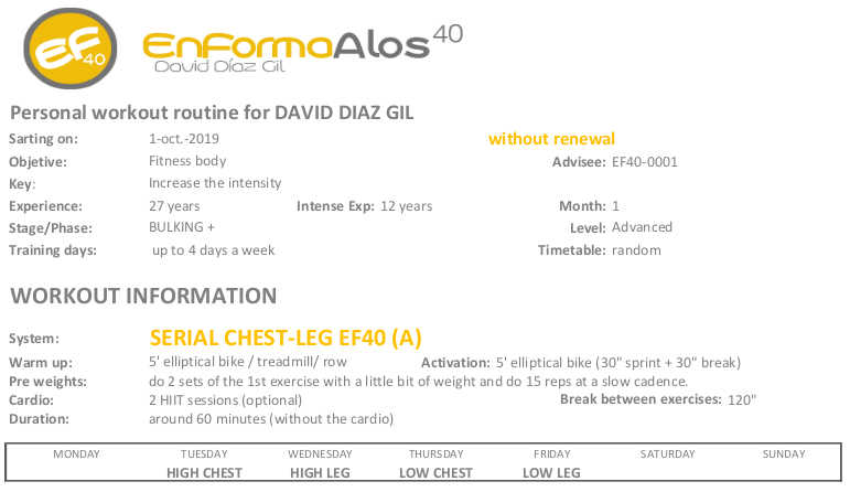 Personal Workout Routine 2nd Week