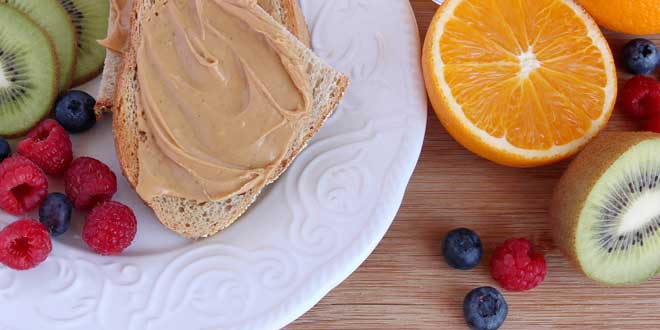 Fruit and peanut butter toast Fruit and peanut butter toast