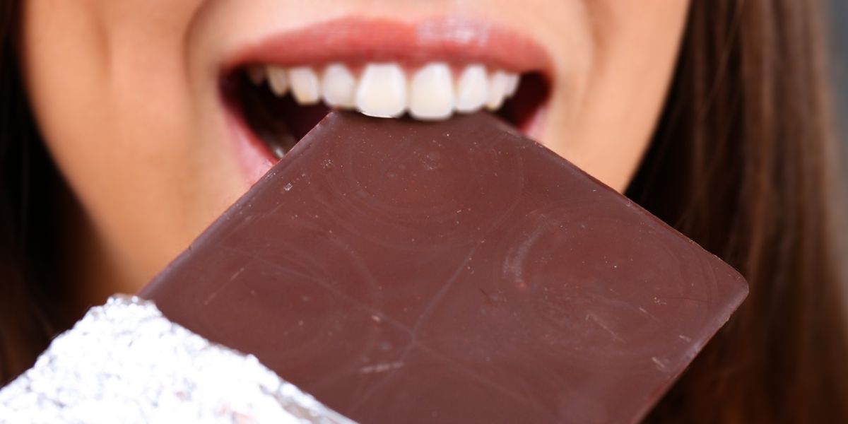 Eating chocolate bar Eating chocolate bar