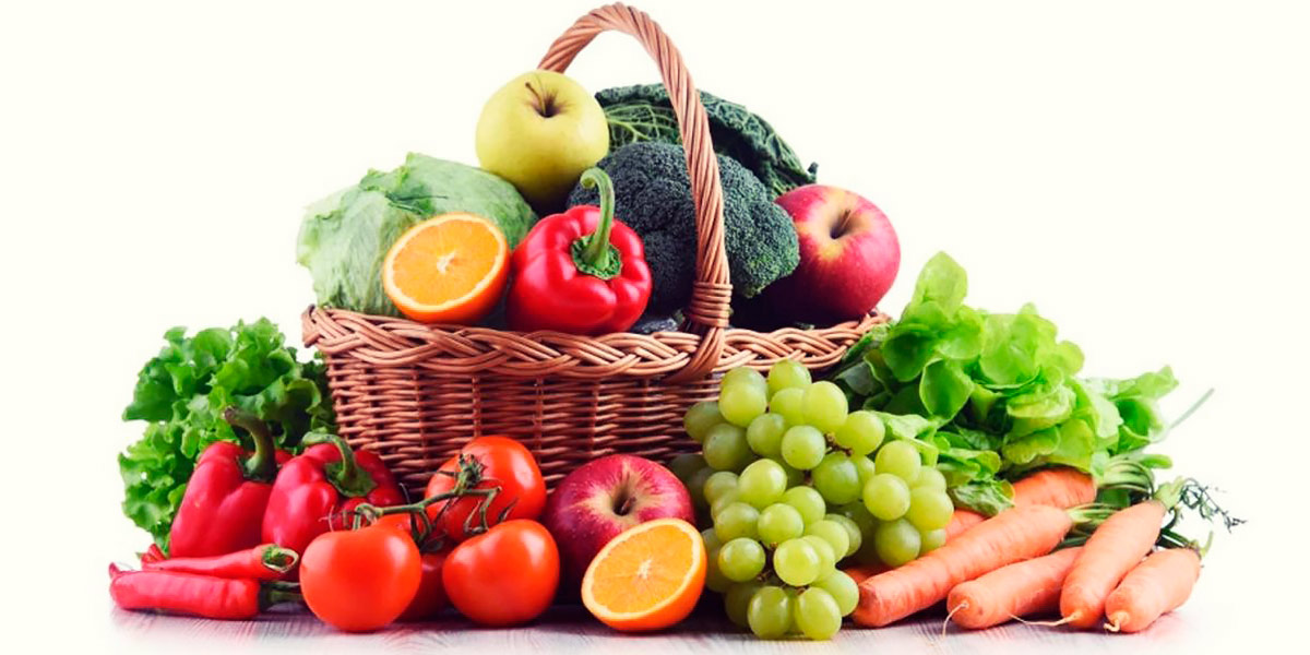 Basket of fruit and vegetables
