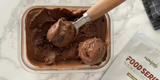 Homemade chocolate protein ice cream