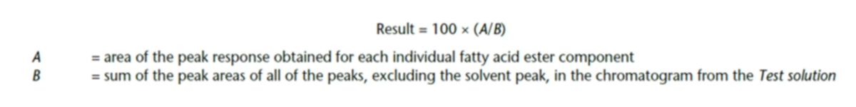 Formula for measuring the percentage of fatty acids in the area Formula for measuring the percentage of fatty acids in the area