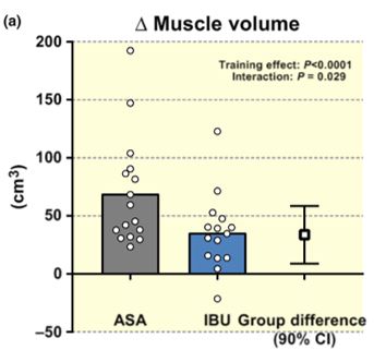 Changes in muscle volume