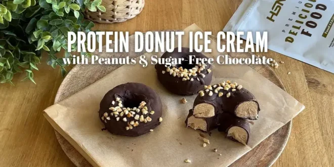 Protein Donut Ice Cream with Peanut Butter and Sugar-Free Chocolate