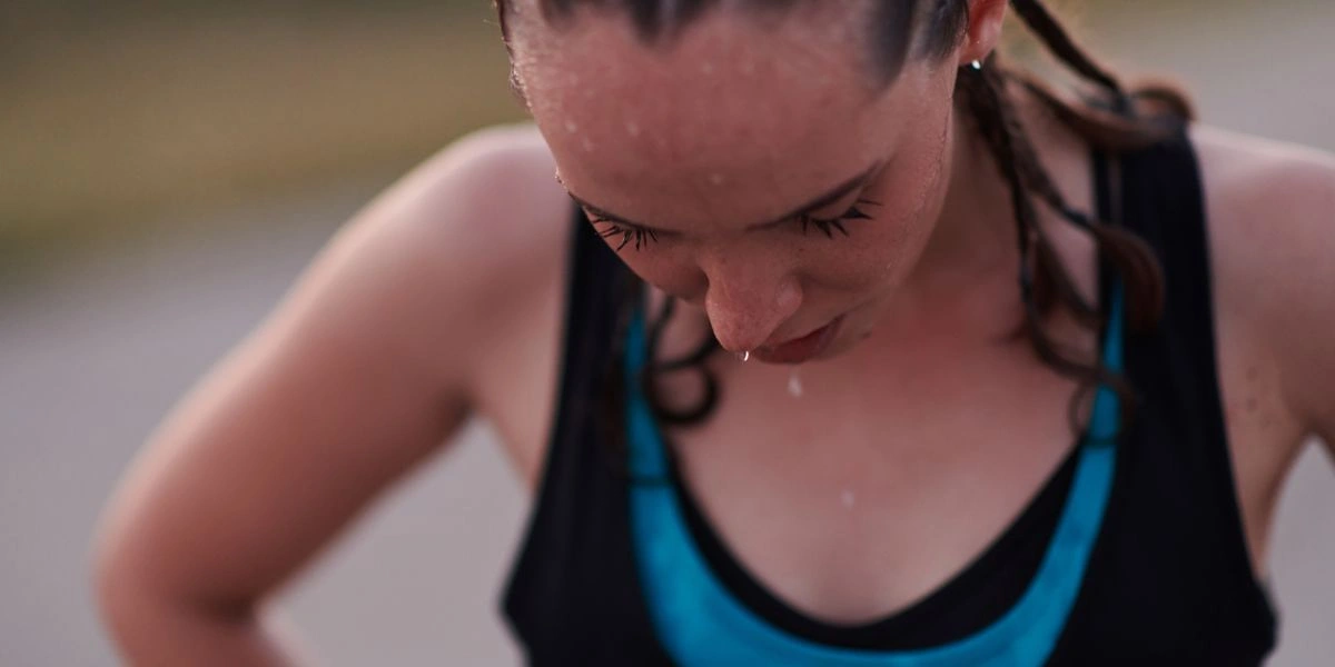 Athlete sweating during training