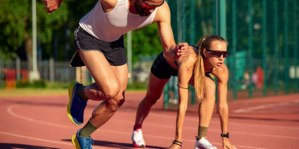 Athletes training on the track
