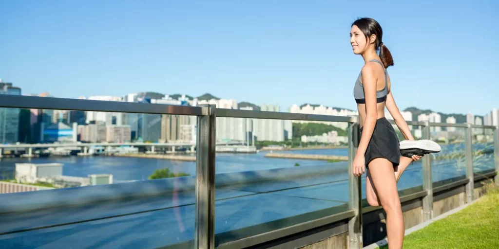 Woman Stretching After Running