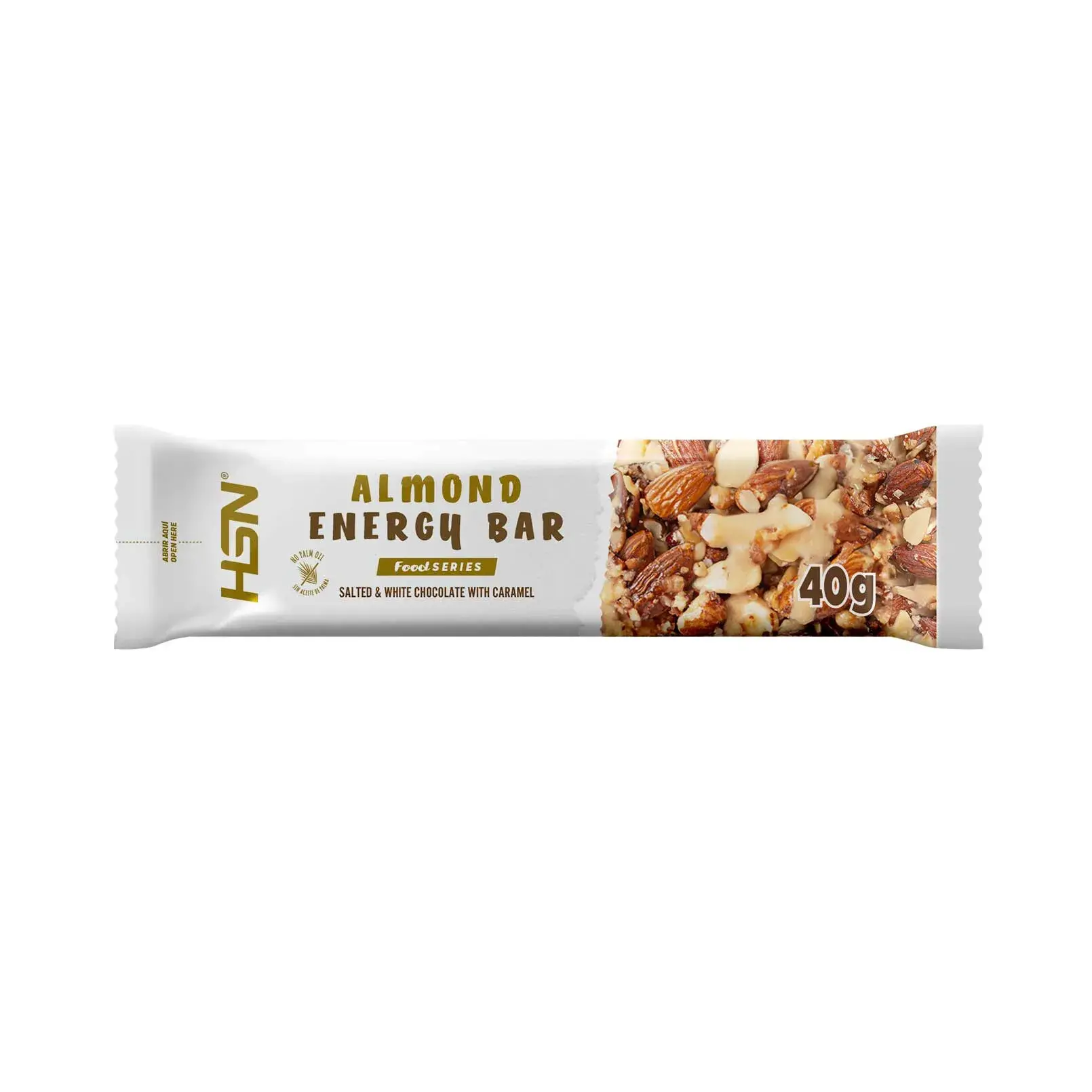 ALMOND ENERGY BAR 40g SALTED ALMOND AND WHITE CHOCOLATE WITH CARAMEL
