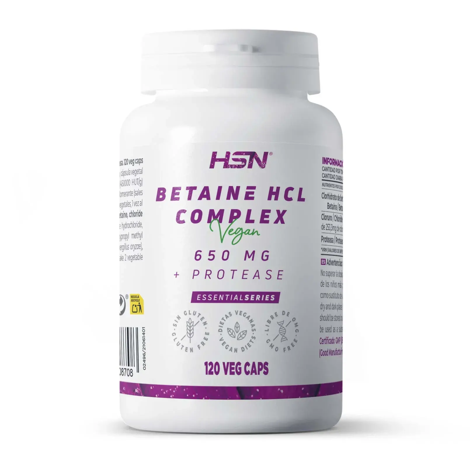 BETAINE HCL 650mg COMPLEX - 120 veg caps