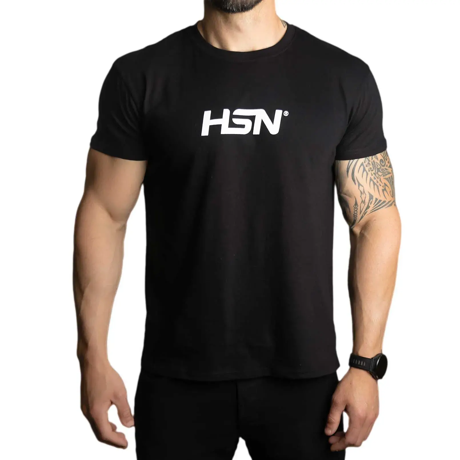 HSN COTTON T-SHIRT BLACK - WHITE LOGO S